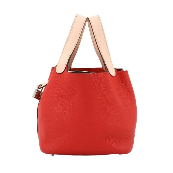 HERMES Picotin Lock Touch PM Hand Bag Taurillon Clemence Swift Red Pink 90289209 - Picture 1 of 11